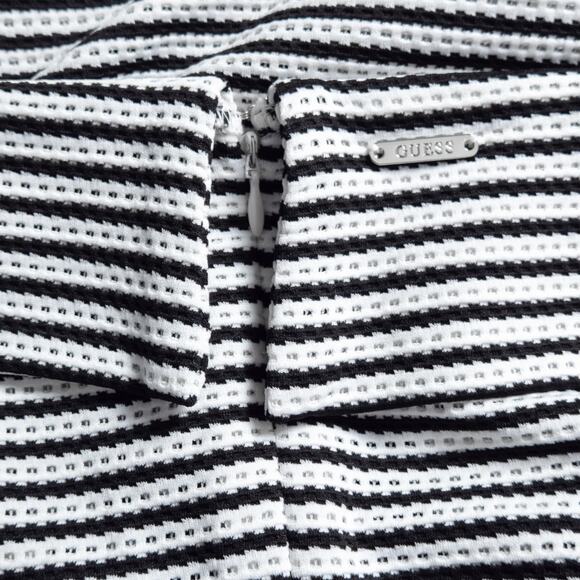Guess Off Shoulder Dress Medium Monochrome Striped Dressy NWT - Picture 8 of 9